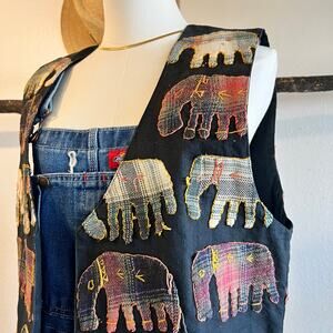 90s Soho Compagnie Made in India Cotton Elephant Patchwork Vest Size Medium